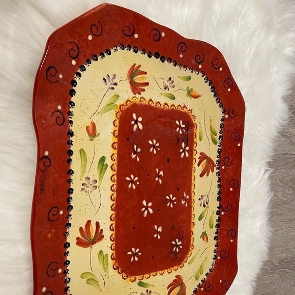 CERAMIC POTTERY TUSCAN FLORAL BY GIANI AMBIANCE COLLECTIONS SERVING PLATTER - Picture 2 of 9